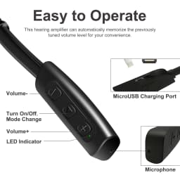 Rechargeable Hearing Amplifier-Anti Lost Convenient Neckband 80hours Working Time Noise Canceling to Aid Conversation TV Watch