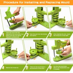 DIY Pin Button Maker Machine 25mm/32mm/58mm Badge Punch Press with 300pcs Button Parts (Green) Simple operation