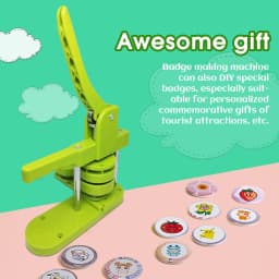 DIY Pin Button Maker Machine 25mm/32mm/58mm Badge Punch Press with 300pcs Button Parts (Green) Simple operation