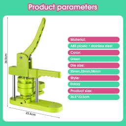 DIY Pin Button Maker Machine 25mm/32mm/58mm Badge Punch Press with 300pcs Button Parts (Green) Simple operation