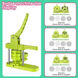 DIY Pin Button Maker Machine 25mm/32mm/58mm Badge Punch Press with 300pcs Button Parts (Green) Simple operation