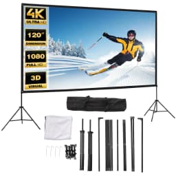 Voltsify 100" 3D 4K HD Outdoor Indoor 16:9 4K Portable Projector Screen with Stand