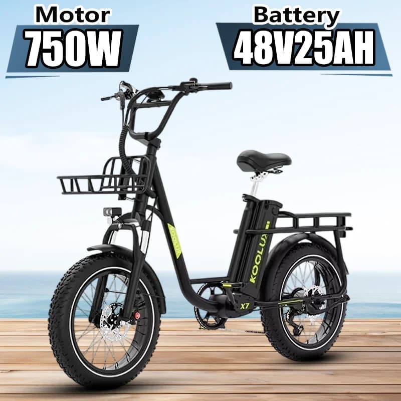 KOOLUX X7 E-Bike 750W Powerful Motor 48V25AH Removable Battery E-bike City Commuting 20*4.0 inch Fat Tire Mountain Electric Bike
