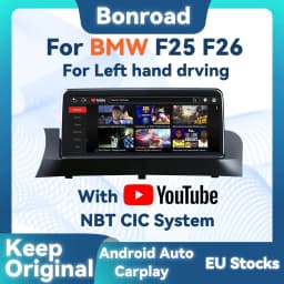BONROAD 10.25 Wireless Carplay Android Auto Audio Stereo Car Radio With Youtube For BMW X3 X4 F25 F26 GPS Navigation Multimedia Touch Screen Stereo Display Mirrorlink Airplay Autolink