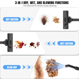 DayPlus NEW Wet and Dry and Blowing 3 IN 1 Vacuum Cleaner, Bagless with HEPA Filter, 4 Caster Wheels for Home/Industrial, 15L