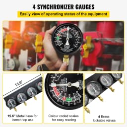 SucceBuy Fuel Vacuum Carburetor Synchronizer Carb Tool sync 4 Gauge Set with Rubber Hose Vacuum Balancer Meter Kit For Motorbike