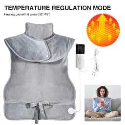 Electric Heating Pad Wrap Vest for Neck and Shoulders W/ 9 Heat Options Ergonomic Heated Wrap for Women Men Mom Wife and Grandma