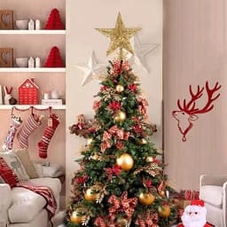 Christmas tree hollow five-pointed star decoration with LED light string Christmas ornaments home 2026 New Year decoration party