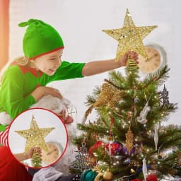 Christmas tree hollow five-pointed star decoration with LED light string Christmas ornaments home 2026 New Year decoration party