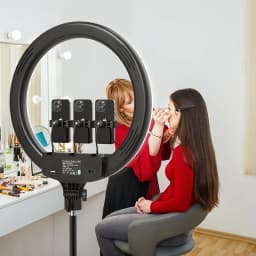 18"Ring Lights 3000-6000k Adjustable Color Touch Mode Light With 3 Phone Holder Remote Control for Streaming/Makeup Studio Light