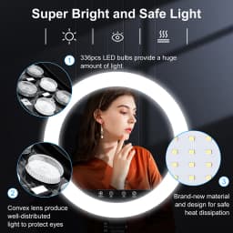 18"Ring Lights 3000-6000k Adjustable Color Touch Mode Light With 3 Phone Holder Remote Control for Streaming/Makeup Studio Light