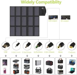 ALLPOWERS SP012 100W 18V 12V Portable Solar Panel Foldable Solar Battery Charger for Laptop Travel Camping Boat RV Power Station