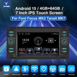 ESSGOO Android 15 4+64G Wireless CarPlay Android Auto Car Stereo For Ford Focus MK2 Tansit MK7 Car Multimedia Player