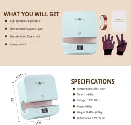 HTVRONT Auto Tumbler Heat Press Machine Professional Tumbler Press High-Security for 2.95-3.18inch Sublimation Tumblers Cups