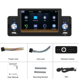 Podofo Carplay Android Auto Car Radio MP5 Player 5 Inch 1 Din Universal Multimedia Player HD Touch Screen BT FM
