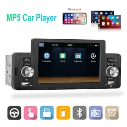 Podofo Carplay Android Auto Car Radio MP5 Player 5 Inch 1 Din Universal Multimedia Player HD Touch Screen BT FM