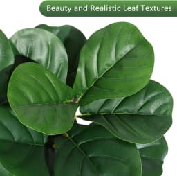 5FT Fiddle Leaf Fig Tree Artificial with 77 Leaves - Realistic Faux Ficus Lyrata Trees in 7.8" Grey Planter Pot, Indoor Fake Flo
