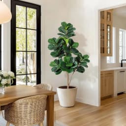 5FT Fiddle Leaf Fig Tree Artificial with 77 Leaves - Realistic Faux Ficus Lyrata Trees in 7.8" Grey Planter Pot, Indoor Fake Flo