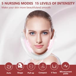 Electric V-Face Shaping Massager, Jawline Trainer, 6 Modes, Red Light Lamp, Face Massager, Double Chin,Remove Red and Blue Light