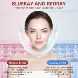 Electric V-Face Shaping Massager, Jawline Trainer, 6 Modes, Red Light Lamp, Face Massager, Double Chin,Remove Red and Blue Light