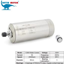 1.5kW ER11 220V water-cooled spindle motor 6-piece set (with 1.5KW HY inverter, etc.) for CNC engravers and milling machines