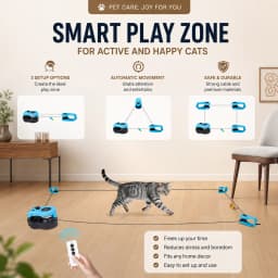 Remote Control Cat Race Toy Adjustable Speed,Automatic Cat String Chasing Toy DIY Custom Chase Route Cat Race Game,USB Rechargeable Interactive Cat Toy