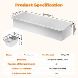 6Compartment Food Grade Stainless Steel Condiment Dispenser Rectangular Design Hygienic Safe Dishwasher Safe for Kitchen Storage