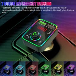 Podofo Car Wireless FM Transmitter Adapter BT 5.0 2 USB Charger Type-C Car Charger FM Transmitter