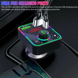 Podofo Car Wireless FM Transmitter Adapter BT 5.0 2 USB Charger Type-C Car Charger FM Transmitter