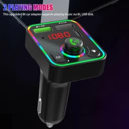 Podofo Car Wireless FM Transmitter Adapter BT 5.0 2 USB Charger Type-C Car Charger FM Transmitter