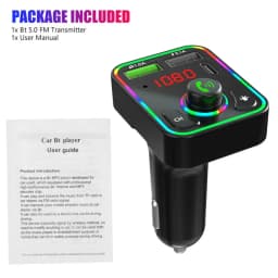 Podofo Car Wireless FM Transmitter Adapter BT 5.0 2 USB Charger Type-C Car Charger FM Transmitter