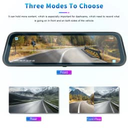 Podofo Car DVR Recorder Parking Mirror Monitor 9.66 Inch 1080P HD Dual Lens Automobile Dash Cam 24-Hour Parking Monitor