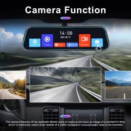 Podofo Car DVR Recorder Parking Mirror Monitor 9.66 Inch 1080P HD Dual Lens Automobile Dash Cam 24-Hour Parking Monitor