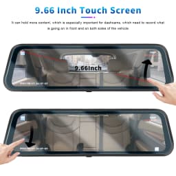 Podofo Car DVR Recorder Parking Mirror Monitor 9.66 Inch 1080P HD Dual Lens Automobile Dash Cam 24-Hour Parking Monitor
