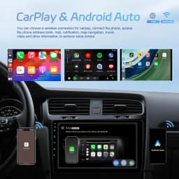Podofo 4+64GB Wireless Carplay Android Auto Car Stereo Radio 8 Core Car Multimedia Player Mirror Link 9 Inch GPS BT FM RDS