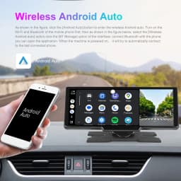 Podofo Universal 10.26" Portable Smart Player Wireless Carplay Android Auto Car Stereo Digital Dashboard With Foward Camera BT