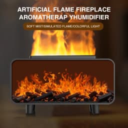 Creative Fireplace Air Humidifier Waterless Auto-Off Aroma Essential Oil Diffuser with 7-Color LED Light Remote Control for for