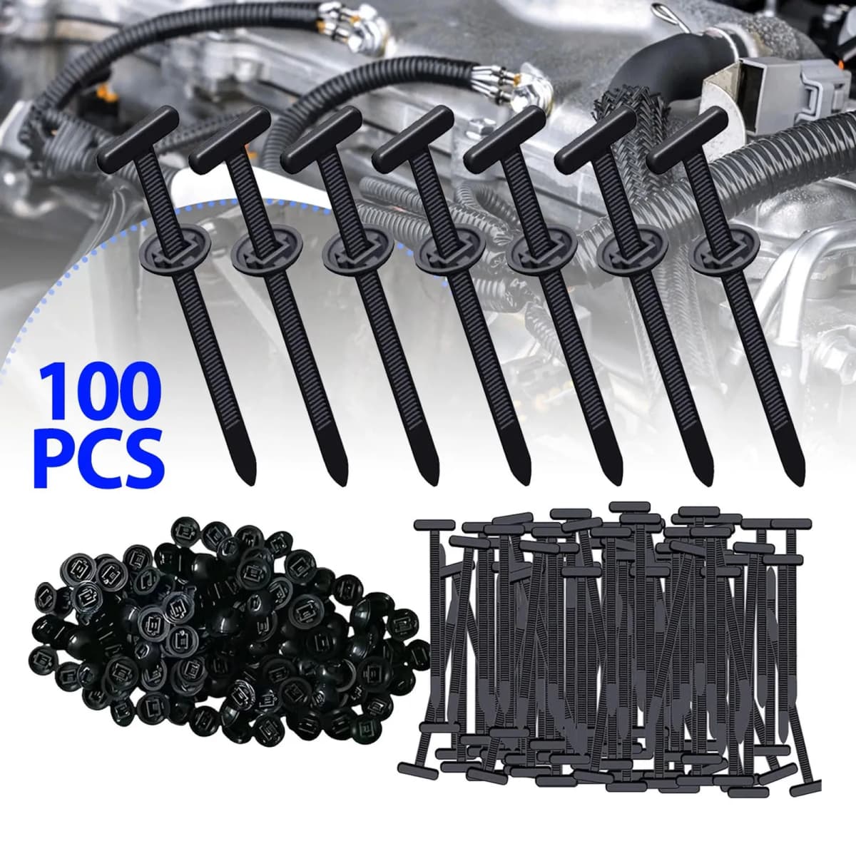 100Pcs/Set Nylon Universal Cable Tie Buckle Self-locking Cable Tie Buckle Installation-free Cable Tie Adjustable Strap Clamp