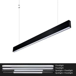 36W LED Pendant Light 120CM Modern Linear Ceiling Light Fixture 4000K Natural White Hanging Lamp for Dining Room & Office, Black