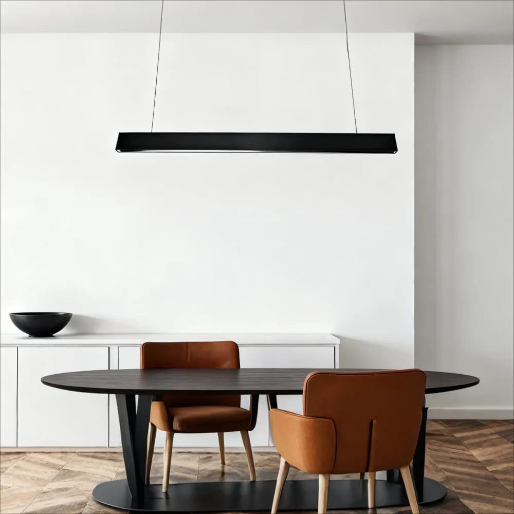 36W LED Pendant Light 120CM Modern Linear Ceiling Light Fixture 4000K Natural White Hanging Lamp for Dining Room & Office, Black