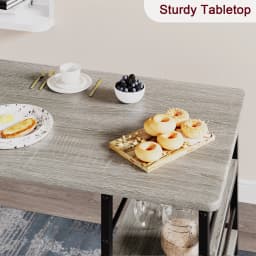 Kitchen Table and Chairs for 2 with Counter Height Table & 2 Upholstered Bar Stools, 3 Piece Dining Table Set with Footrest