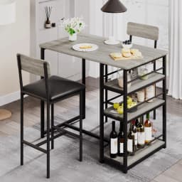 Kitchen Table and Chairs for 2 with Counter Height Table & 2 Upholstered Bar Stools, 3 Piece Dining Table Set with Footrest