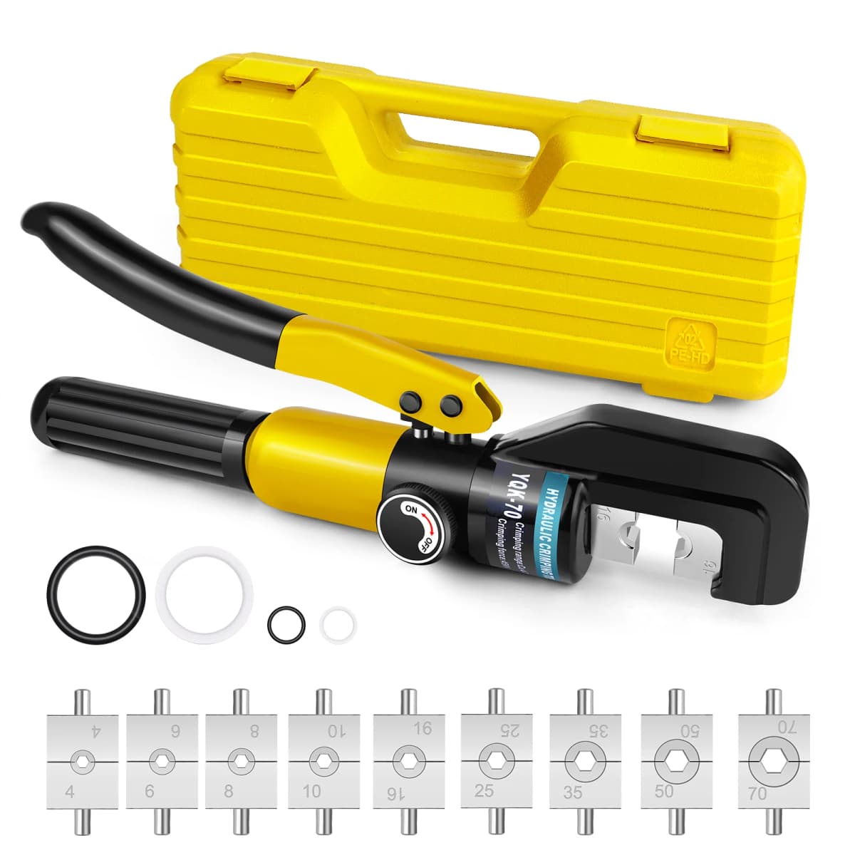 9 Sets 4-70mm² Hydraulic Pliers Pressure Crimping Tools DIY Cable Terminal Wiring Pliers Cordless Crimping Pliers with Gloves