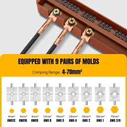 9 Sets 4-70mm² Hydraulic Pliers Pressure Crimping Tools DIY Cable Terminal Wiring Pliers Cordless Crimping Pliers with Gloves