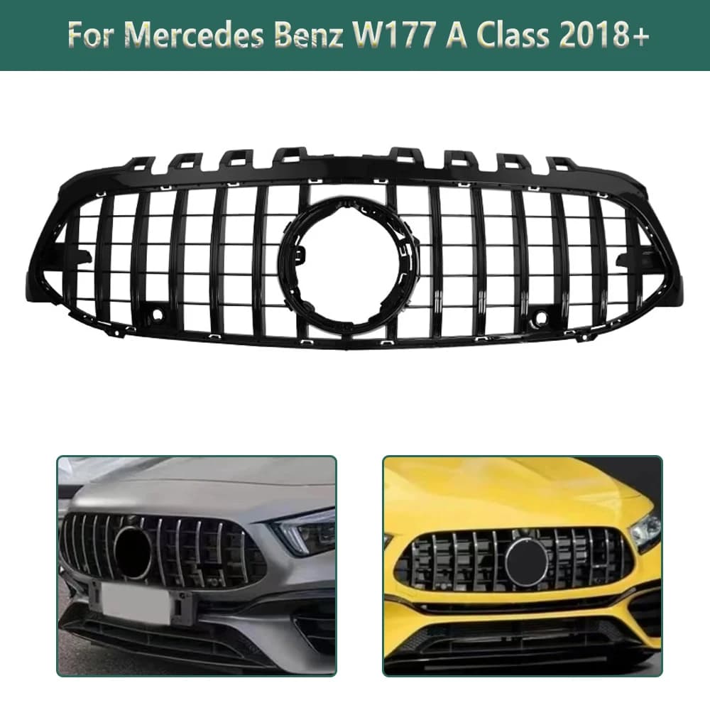 For Mercedes Benz A Class W177 A200 A220 2018 2019 2020 2021 2022 Car Front Bumper GT Mesh Grille Racing Grills Auto Accessories