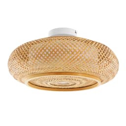 Handwoven Bamboo Rattan Ceiling Light Fixture, Modern Woven Flush Mount Pendant for Living Room Bedroom Kitchen, 3x E27