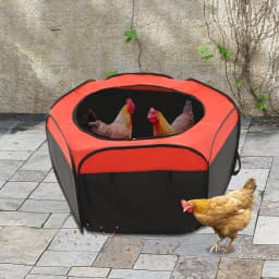 Foldable Oxford Cloth Chick Cage,Black Red Portable Hexagonal Chick Playpen Cage 114.5*114.5*50.5cm for Newborn Chicks