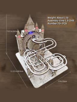 3D Wooden Puzzles For Adults Electric Marble Run With Colorful Lights Castle Building Mechanical Model Kits Brain Teaser Diy Han