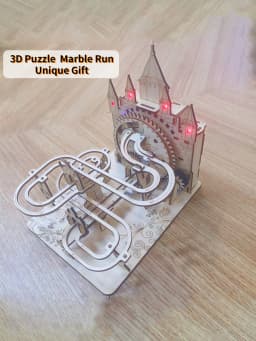 3D Wooden Puzzles For Adults Electric Marble Run With Colorful Lights Castle Building Mechanical Model Kits Brain Teaser Diy Han