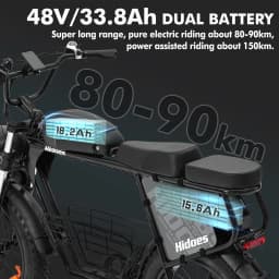 Hidoes B9 Electric Bike 750W Motor 48V33.8AH Battery 80-90km Range 7-Speed 20" Fat Tire Transmission Adult Electric Bicycle